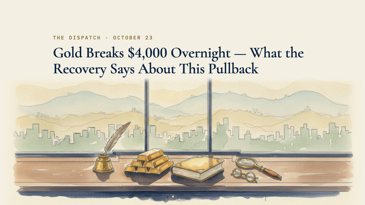 Gold Breaks $4,000 Overnight — What the Recovery Says About This Pullback