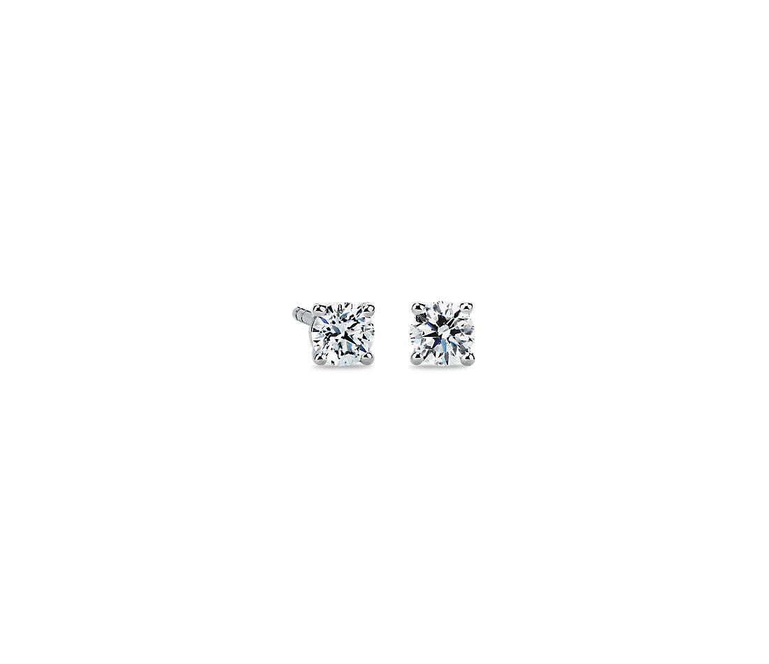 Solitaire Natural Diamond Stud Earrings in 14k Gold