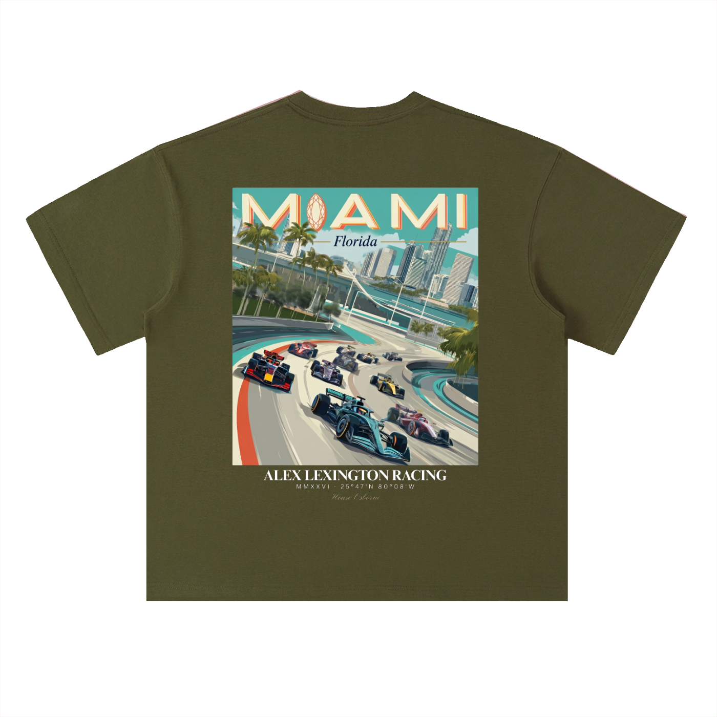 Miami Dark Heavyweight Drop Shoulder Cotton T-Shirt