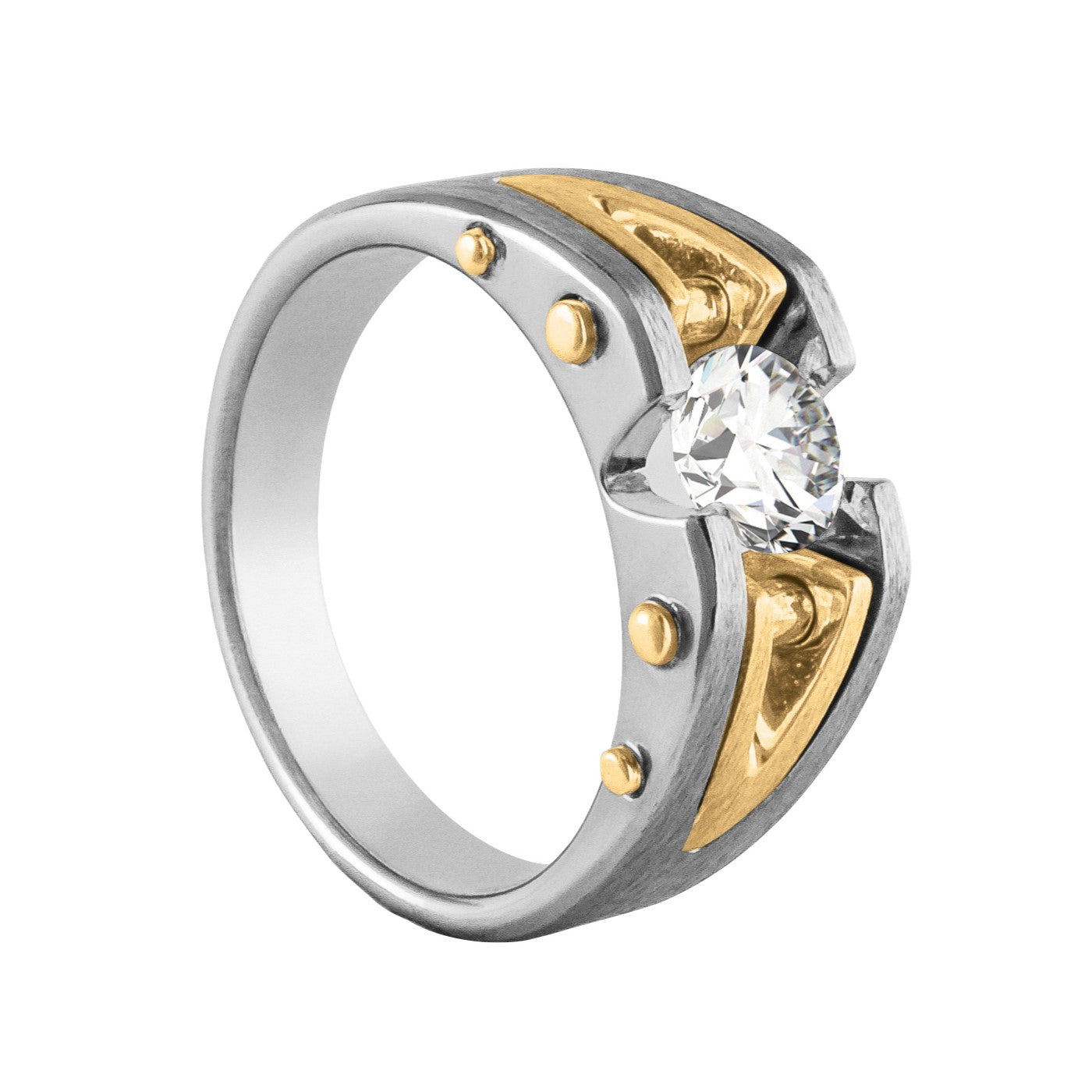 Round Men's White/rose Solitaire Diamond Ring · 1.00 ct tw