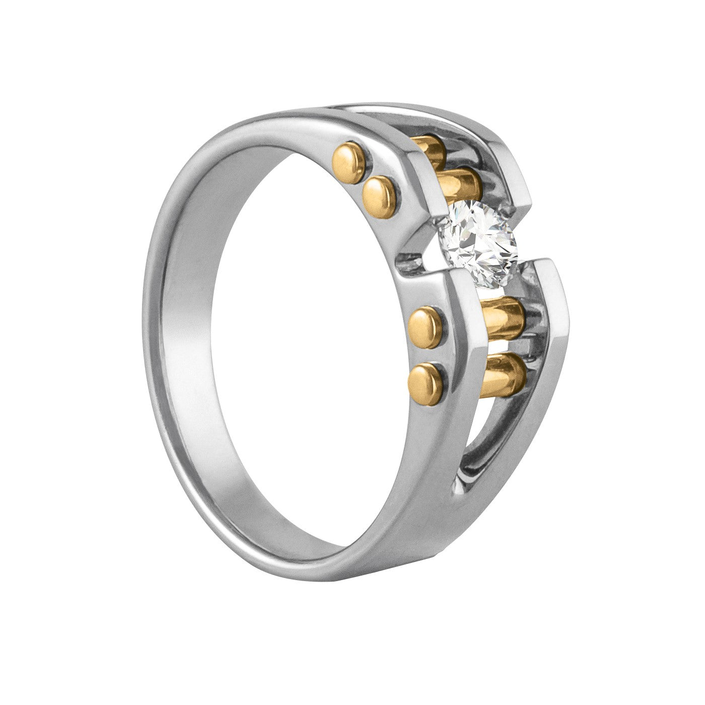 Round Men's Two Tone Solitaire Diamond Ring · 0.40 ct tw