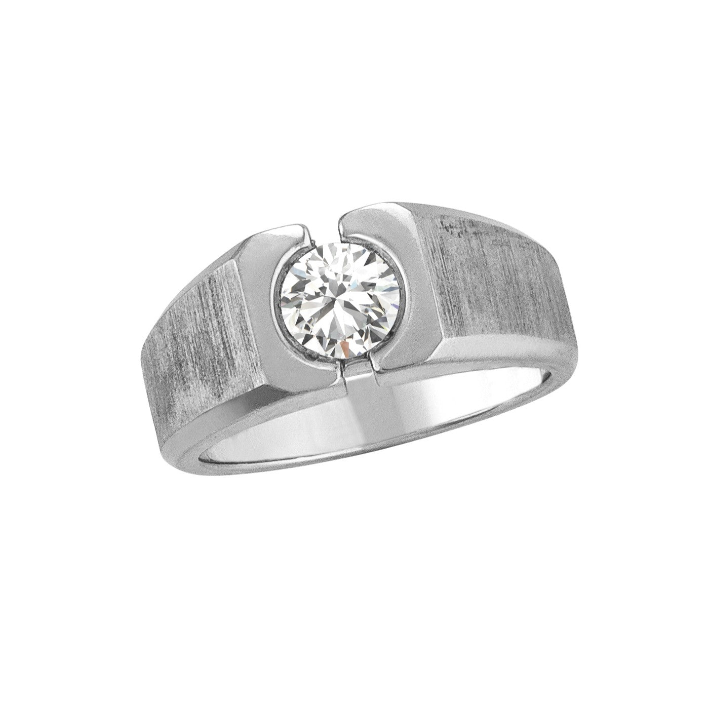 Round Men's Solitaire Satin Finish Diamond Ring · 1.00 ct tw