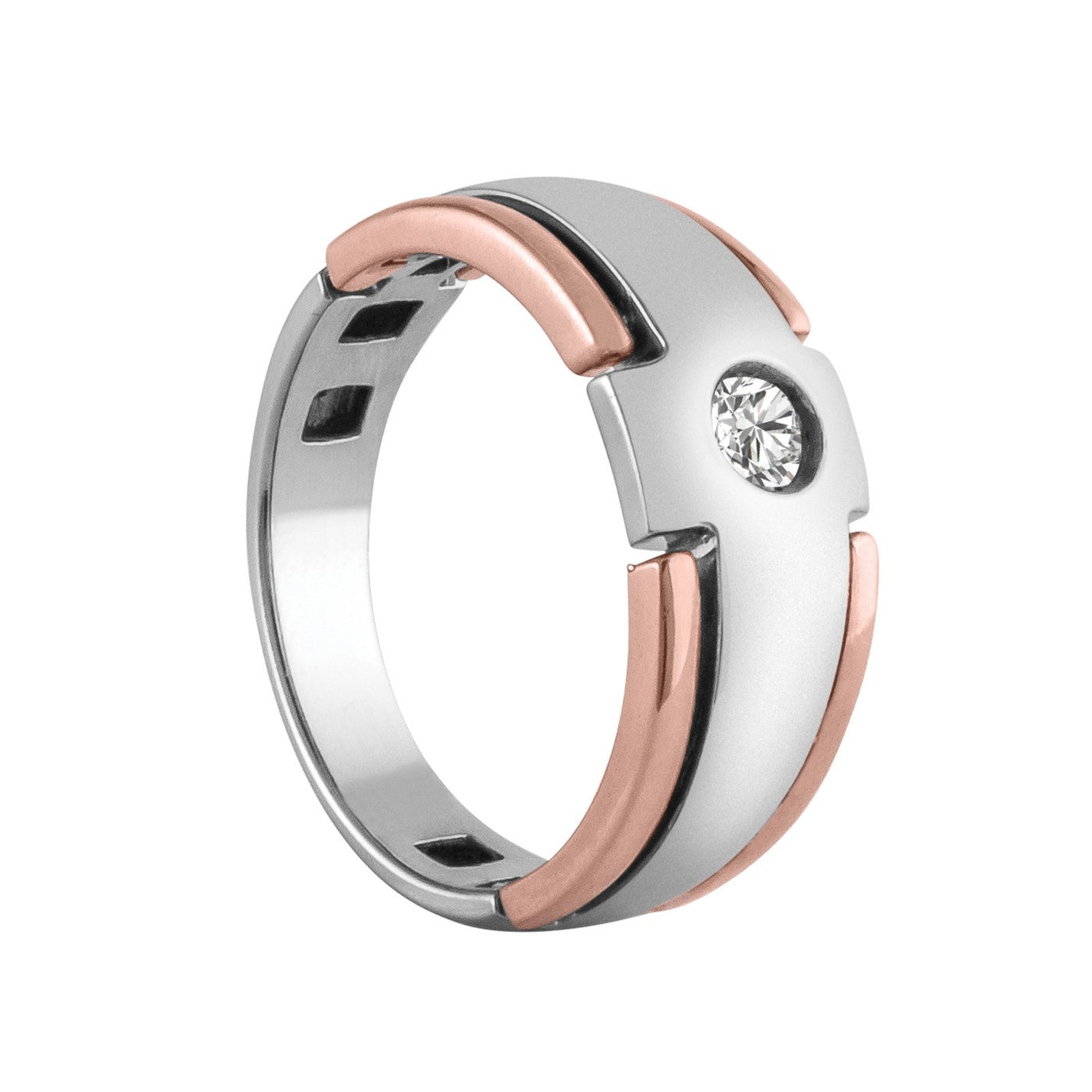 Round Gent's Two Tone Solitaire Diamond Ring · 0.20 ct tw