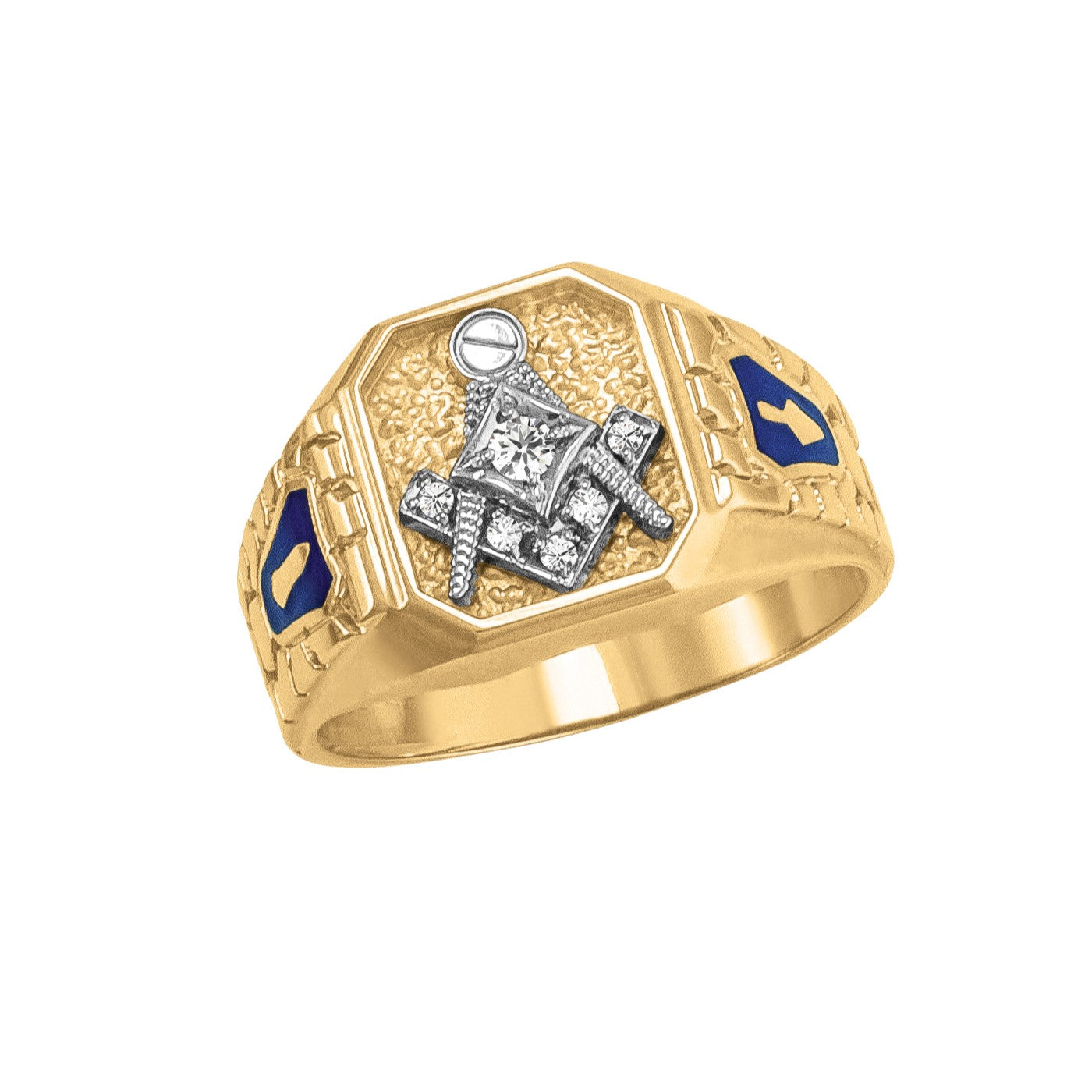 Gent's Masonic Blue Lodge Diamond Ring · 0.10 ct tw