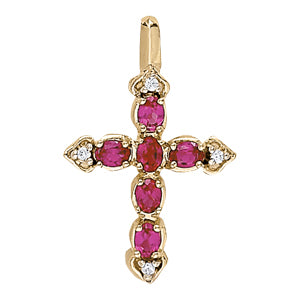 Oval Religious Crosses Diamond Pendant · 0.06 ct tw