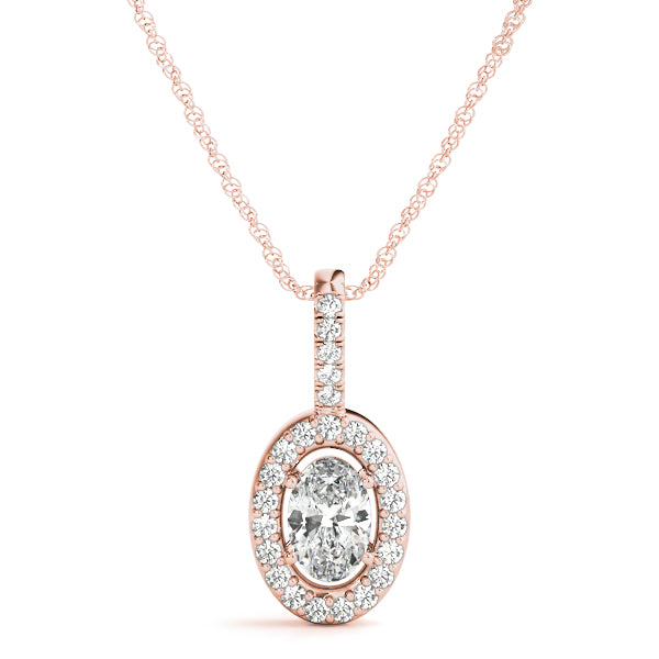 Oval Halo Diamond Pendant · 0.50 ct tw