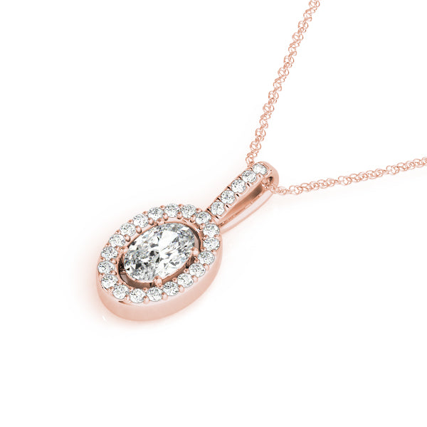 Oval Halo Diamond Pendant · 0.50 ct tw