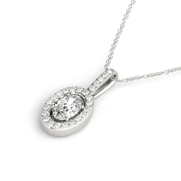 Oval Halo Diamond Pendant · 0.50 ct tw