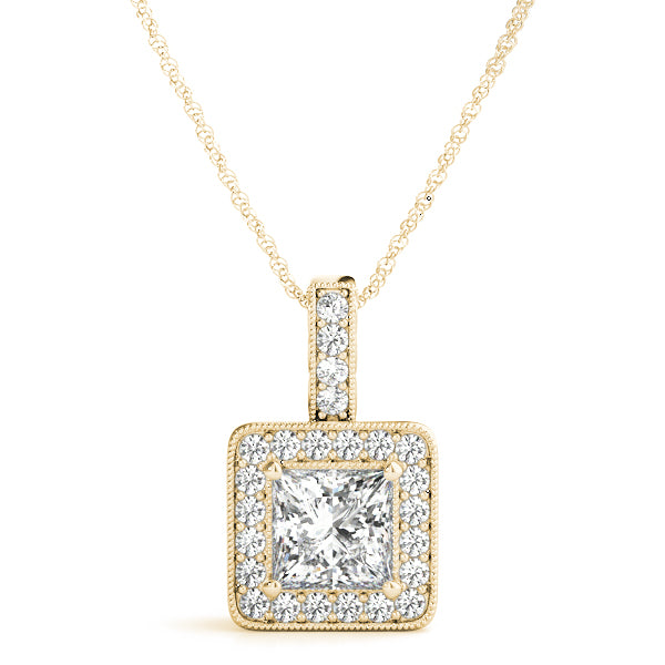 Square Halo Diamond Pendant · 0.95 ct tw