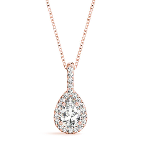 Pear Halo Diamond Pendant · 0.51 ct tw