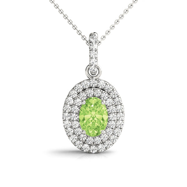 Oval Double Halo Diamond Pendant · 0.30 ct tw