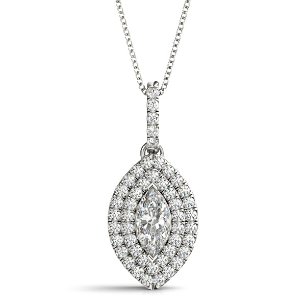 Marquise 12x6 Double Halo Diamond Pendant · 0.37 ct tw