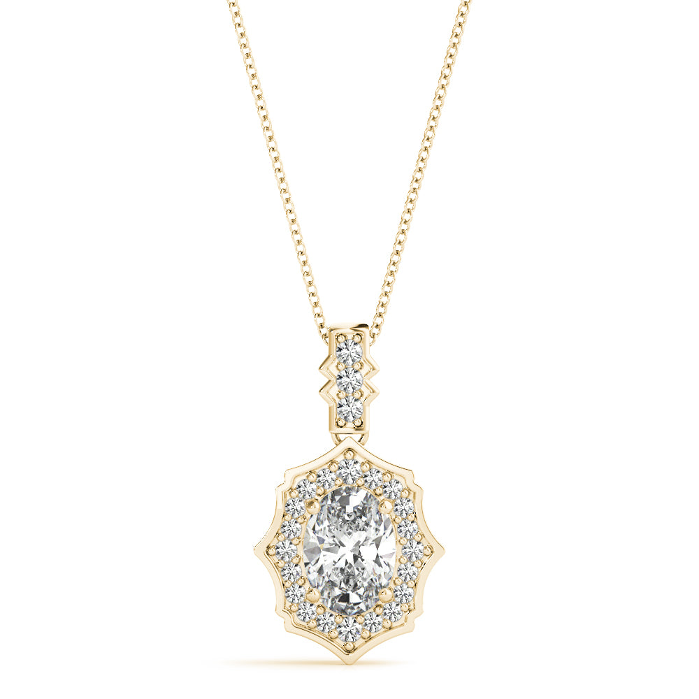 Oval Scalloped Halo Diamond Pendant · 0.19 ct tw