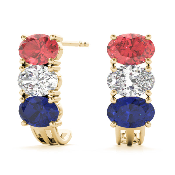 Oval Gemstone Earrings