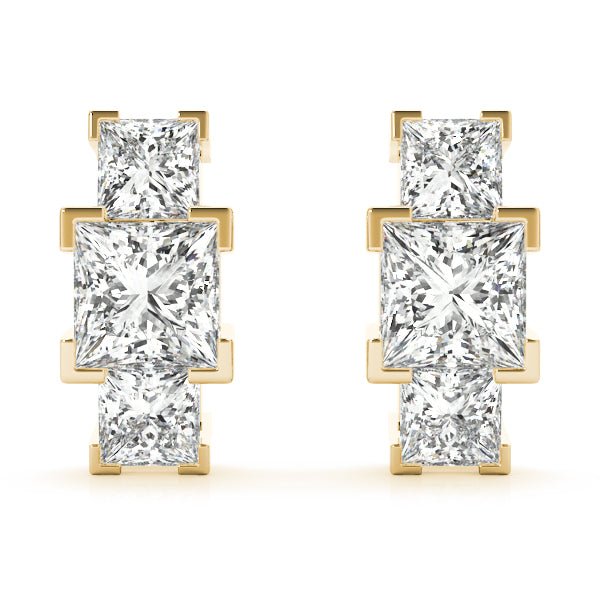 Square Three-Stone Diamond Earrings · 1.84 ct tw