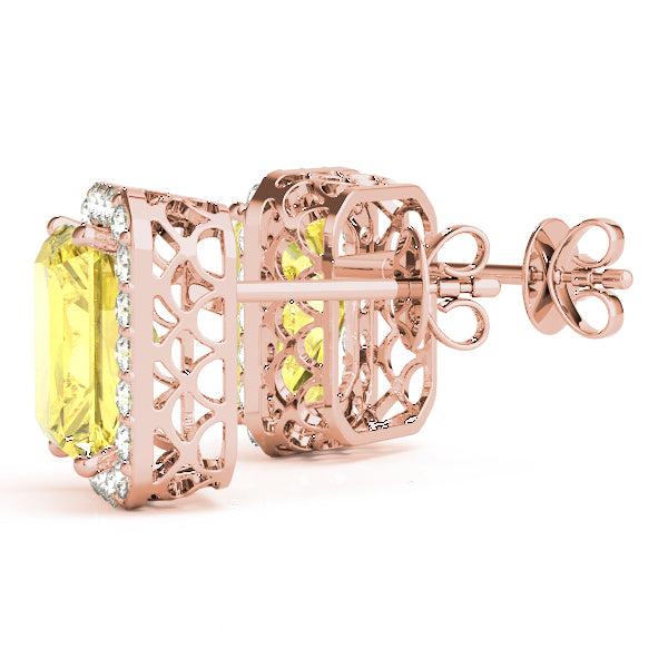Emerald Halo Diamond Earrings · 0.45 ct tw