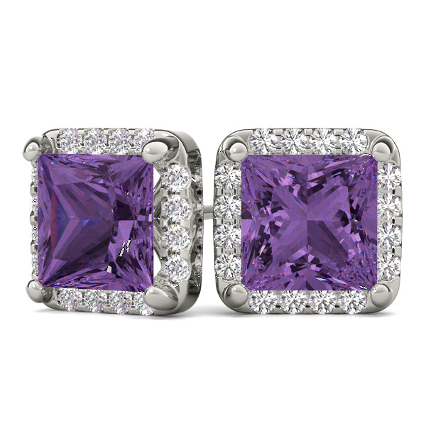 Square Halo Diamond Earrings · 1.69 ct tw