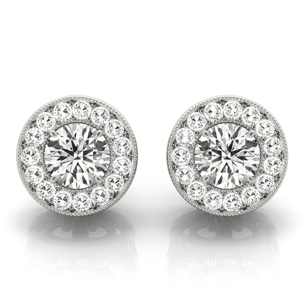 Round Halo Diamond Earrings · 0.76 ct tw