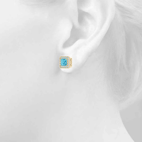Square Halo Diamond Earrings · 3.10 ct tw