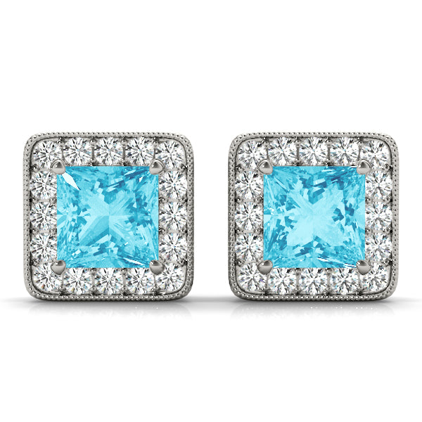 Square Halo Diamond Earrings · 3.10 ct tw