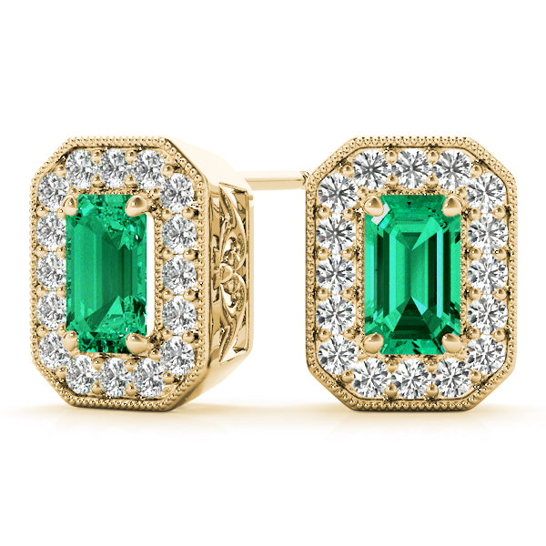 Emerald Halo Diamond Earrings · 1.56 ct tw