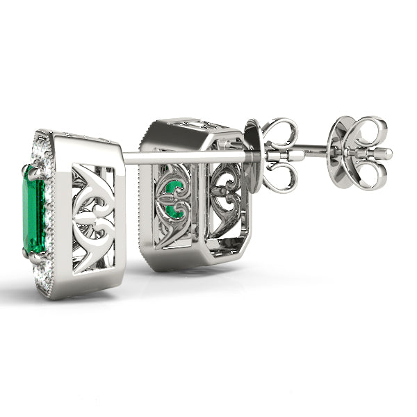 Emerald Halo Diamond Earrings · 0.44 ct tw