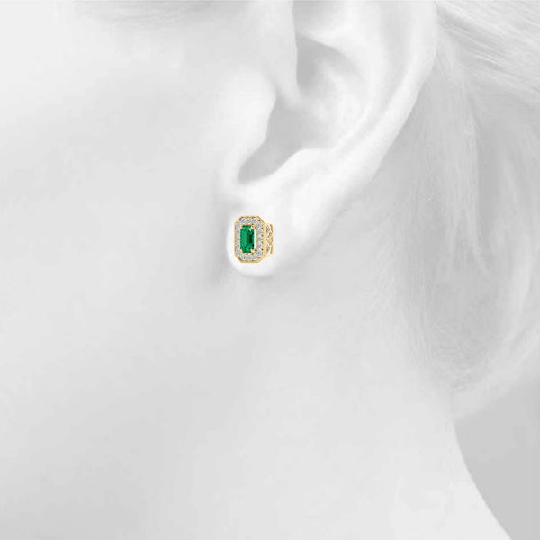 Emerald Halo Diamond Earrings · 1.56 ct tw