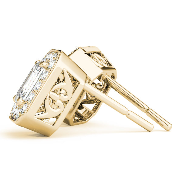 Emerald Halo Diamond Earrings · 0.98 ct tw