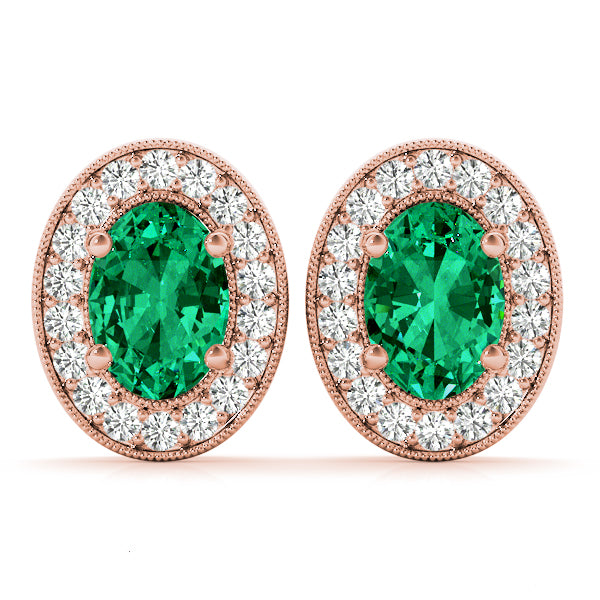 Oval Halo Millgrain Diamond Earrings · 0.48 ct tw