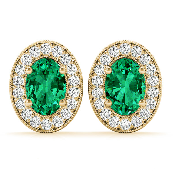 Oval Halo Millgrain Diamond Earrings · 0.48 ct tw