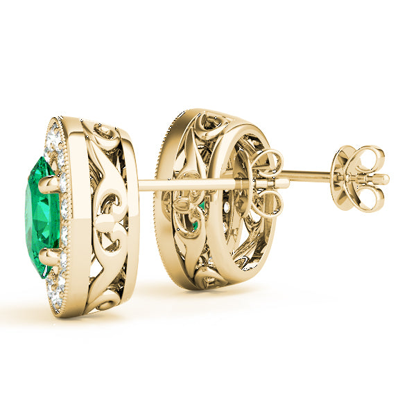 Oval Halo Millgrain Diamond Earrings · 0.48 ct tw