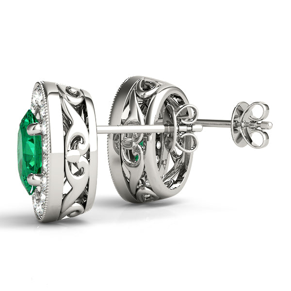 Oval Halo Millgrain Diamond Earrings · 0.48 ct tw