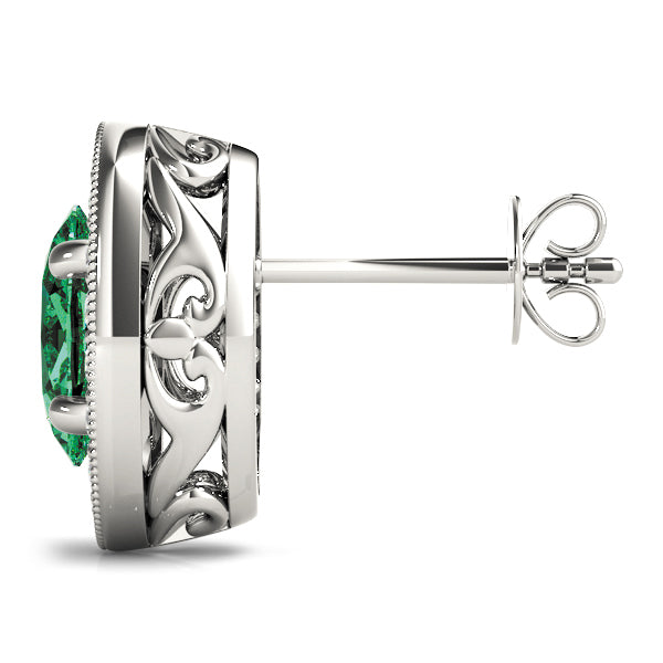 Oval Halo Millgrain Diamond Earrings · 0.48 ct tw