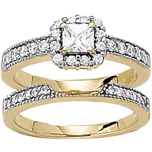 Square Halo & Cushion Diamond Engagement Ring · 0.90 ct tw