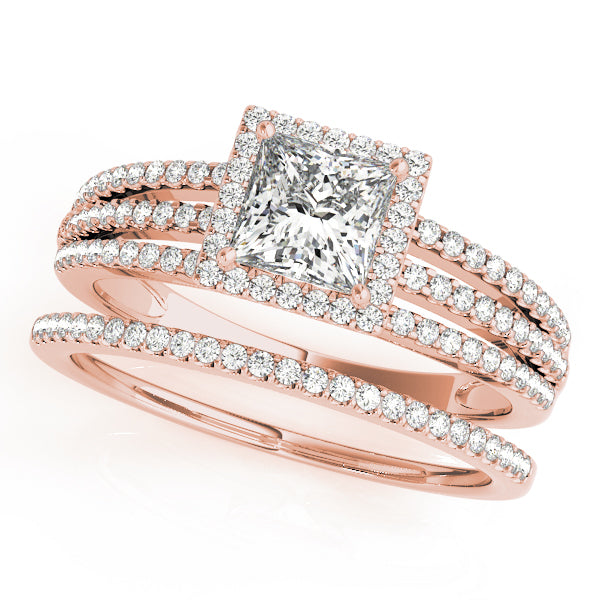 Square Halo & Cushion Diamond Engagement Ring · 0.56 ct tw