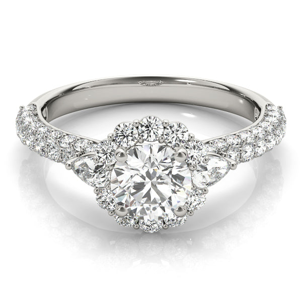 Round Pave Mult Row Diamond Engagement Ring · 1.74 ct tw