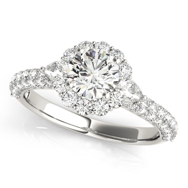 Round Pave Mult Row Diamond Engagement Ring · 1.74 ct tw