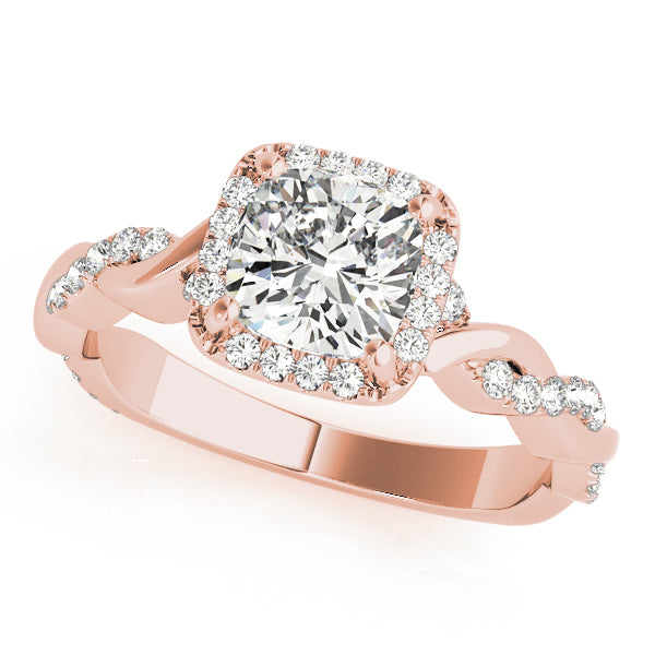 Cushion Braided Shank With Halo Diamond Engagement Ring · 1.28 ct tw