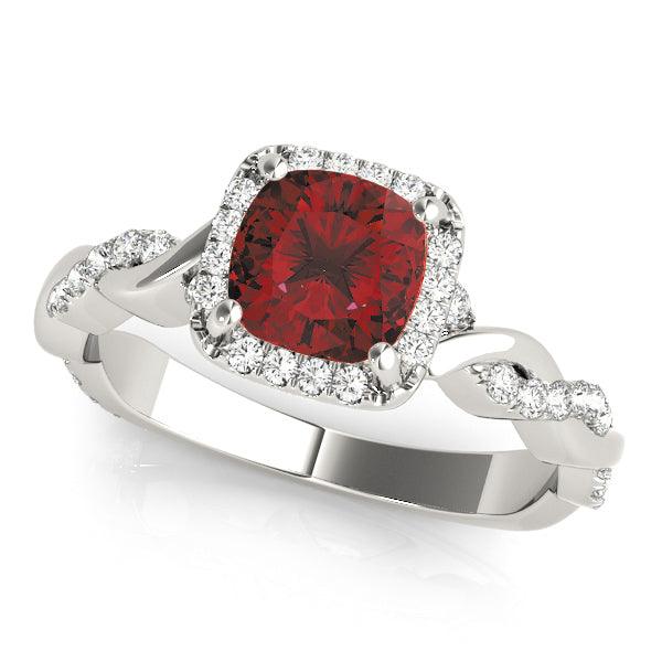 Cushion Braided Shank With Halo Diamond Engagement Ring · 1.32 ct tw