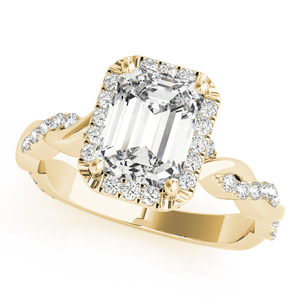 Emerald Braided Shank With Cut Diamond Engagement Ring · 1.31 ct tw