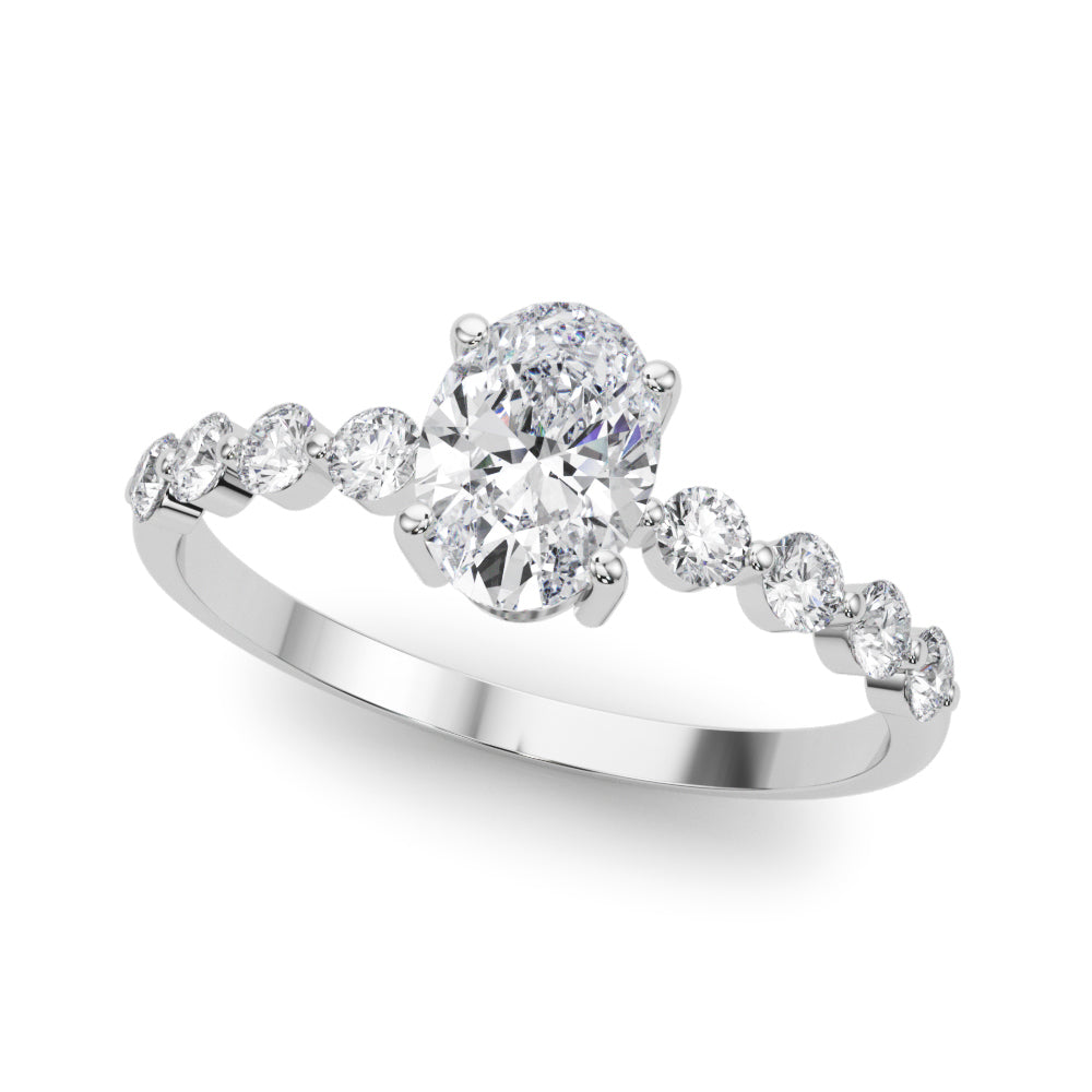 Oval Single Row Shared Prong Diamond Engagement Ring · 0.57 ct tw