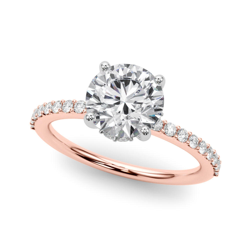 Round Hidden Halo Single Row Diamond Engagement Ring · 2.06 ct tw