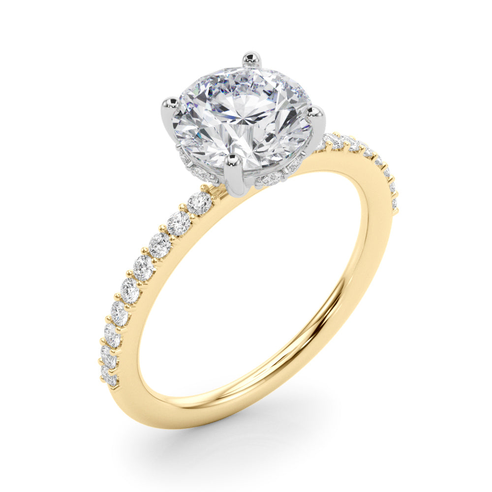 Round Hidden Halo Single Row Diamond Engagement Ring · 2.06 ct tw