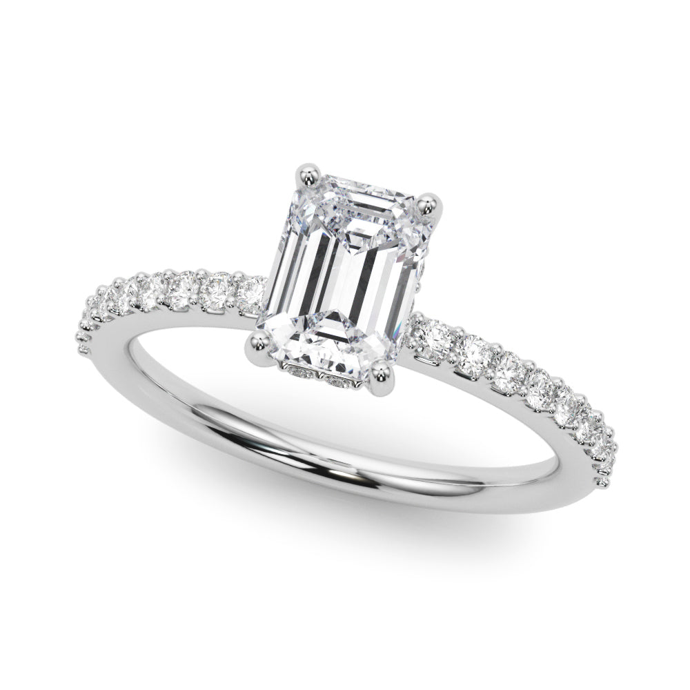 Emerald Hidden Halo Cut Single Diamond Engagement Ring · 1.32 ct tw