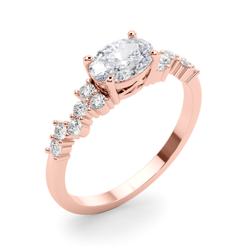 Oval Center East to West Diamond Engagement Ring · 0.62 ct tw