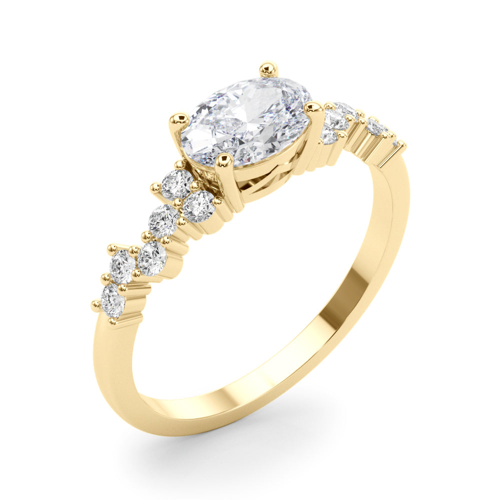 Oval Center East to West Diamond Engagement Ring · 1.19 ct tw
