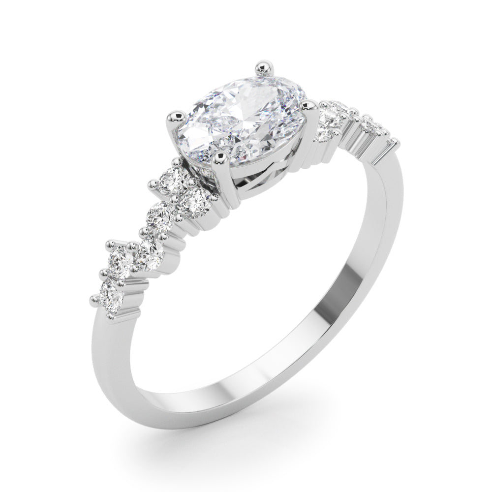 Oval Center East to West Diamond Engagement Ring · 0.62 ct tw
