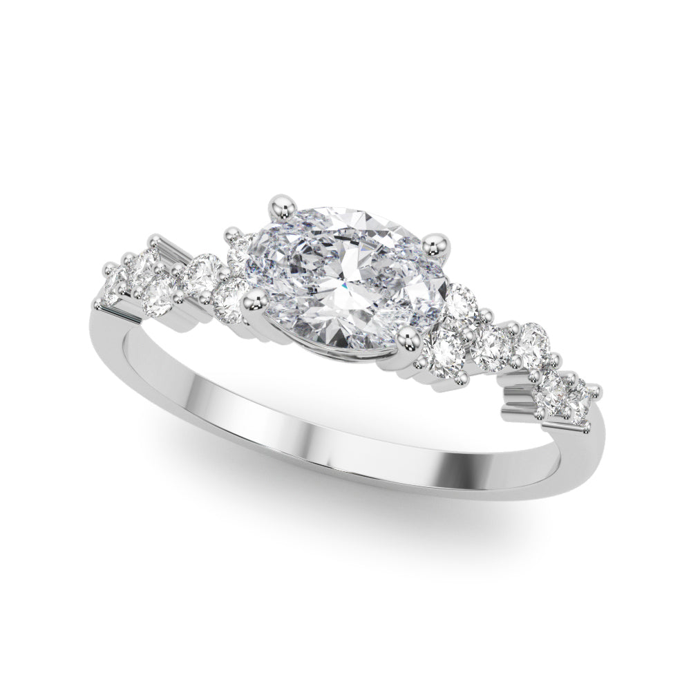 Oval Center East to West Diamond Engagement Ring · 0.62 ct tw