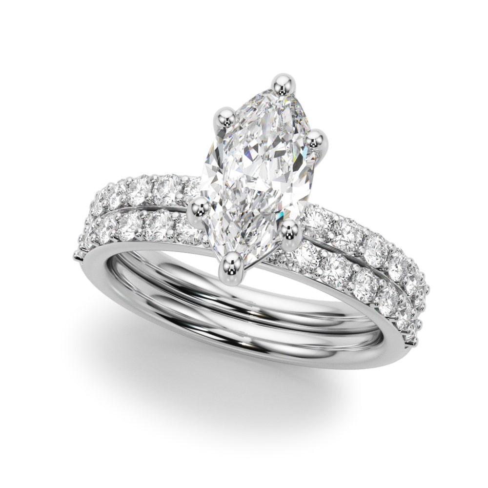 Marquise Center Single Row Diamond Engagement Ring · 0.69 ct tw