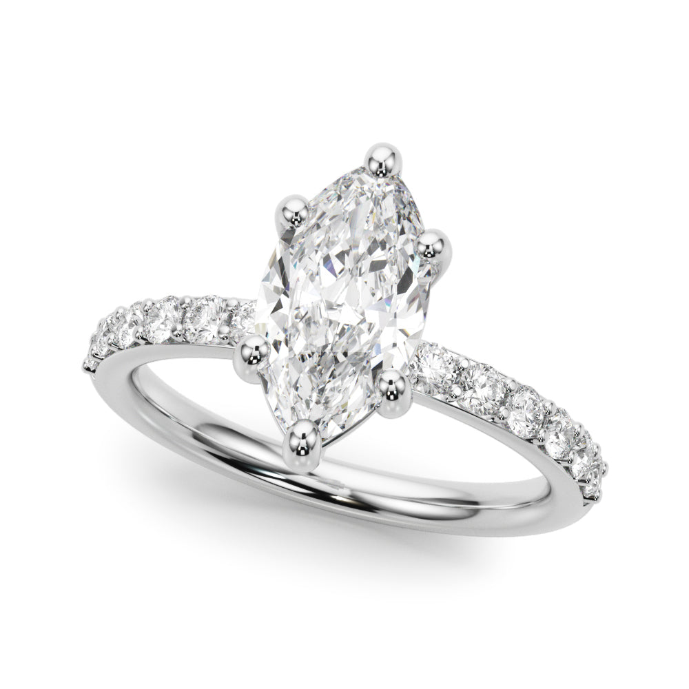 Marquise Center Single Row Diamond Engagement Ring · 0.69 ct tw